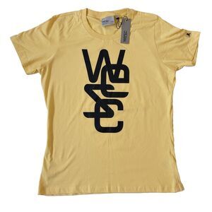 NWT WESC Womens Large Yellow Graphic T-Shirt Skater Streetwear Short Sleeve Tee